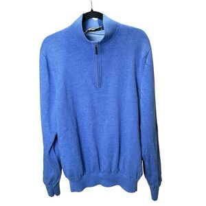Fairway & Greene Men’s XL Blue Italian Merino Quarter Zip Pullover Wind-Sweater